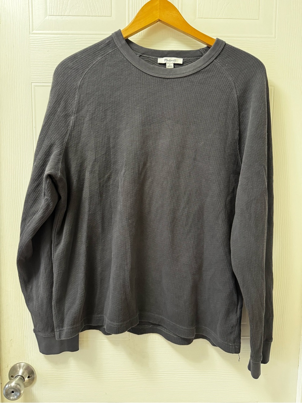 Madewell Men's Crewneck Thermal Sweater - Charcoal Gray